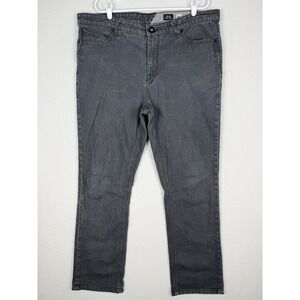 Volcom Solver Modern Straight Jeans Mens 40 Charcoal Grey Skater A1902004